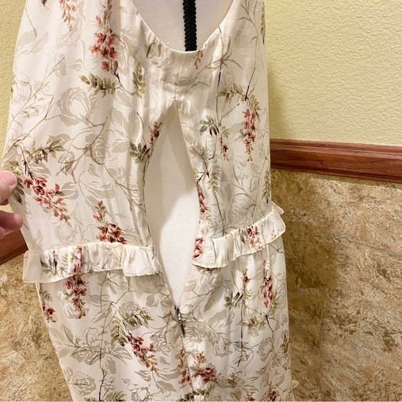 Rebecca Taylor Ivie Floral Silk Blend Ruffle Dress Size 10 Ivory Pink Green - Picture 12 of 15